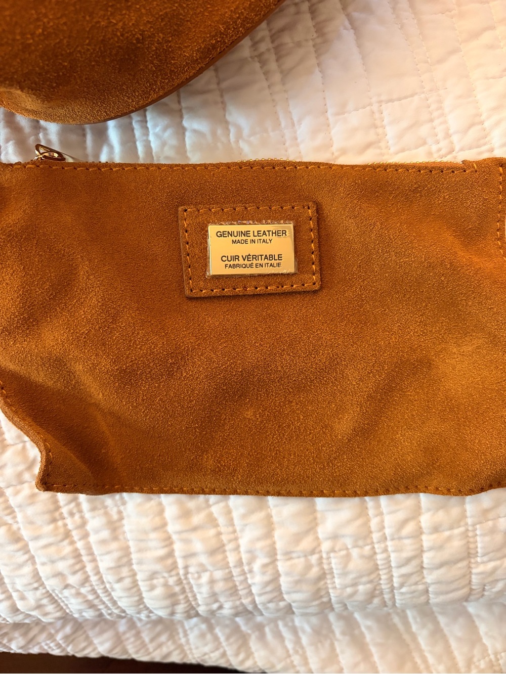 TJ Maxx Suede Lotus Tote in Cognac Brown - Picture 5 of 12